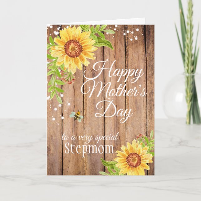 Rustic Stepmom Mother's Day Floral Card (Front)