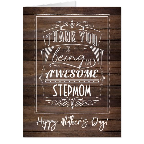 Rustic StepMom Mothers Day Jumbo Card
