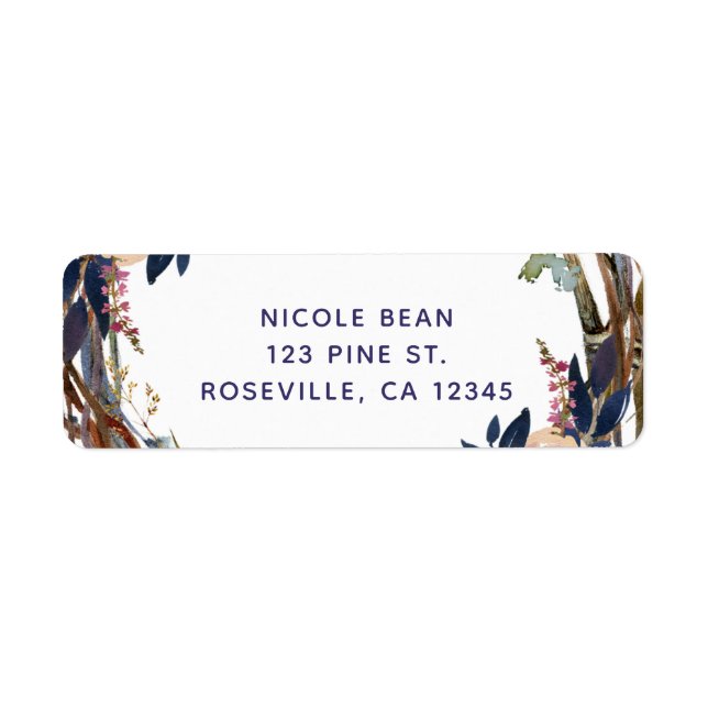 Rustic Stick Floral Wreath Modern Bridal Shower Label (Front)