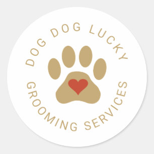 Rustic sticker with heart paw