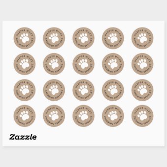 rustic sticker with white paw print | Zazzle