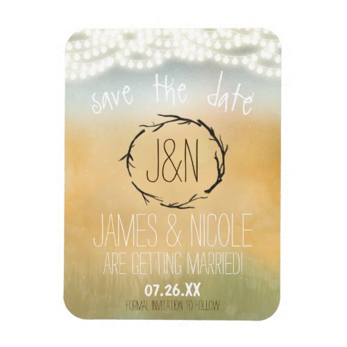 Rustic Sticks  String Lights Magnet Save the Date