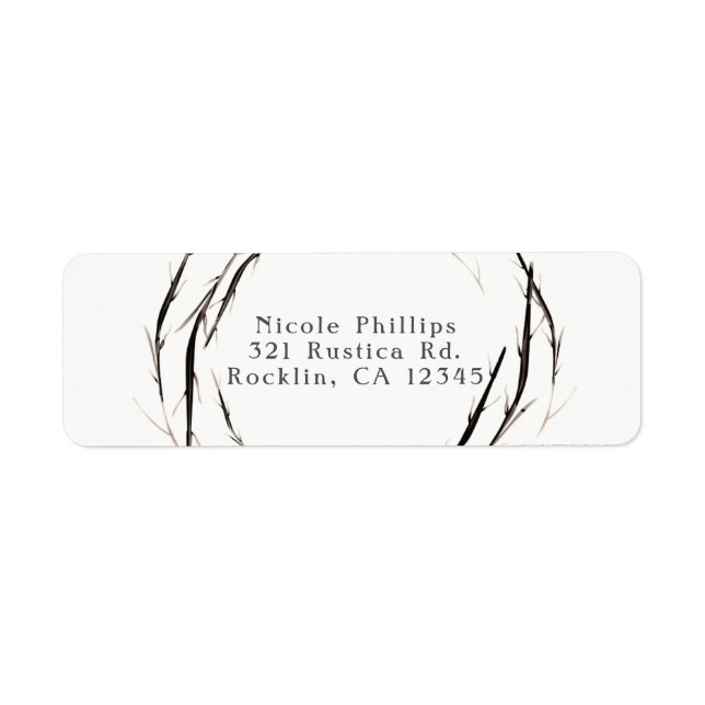 Rustic Sticks Twigs Branches Wreath Invitation Label (Front)