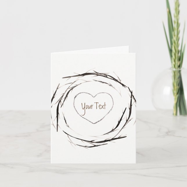 Rustic Sticks Twigs Branches Wreath Thank You Card (Front)