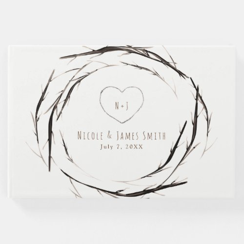 Rustic Sticks Twigs Branches Wreath Wedding Guest Book
