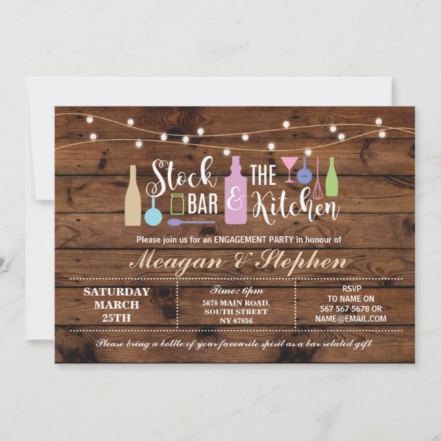 Rustic Stock The Bar & Kitchen Engagement Couples Invitation (Front)