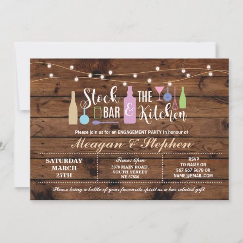Rustic Stock The Bar  Kitchen Engagement Couples Invitation