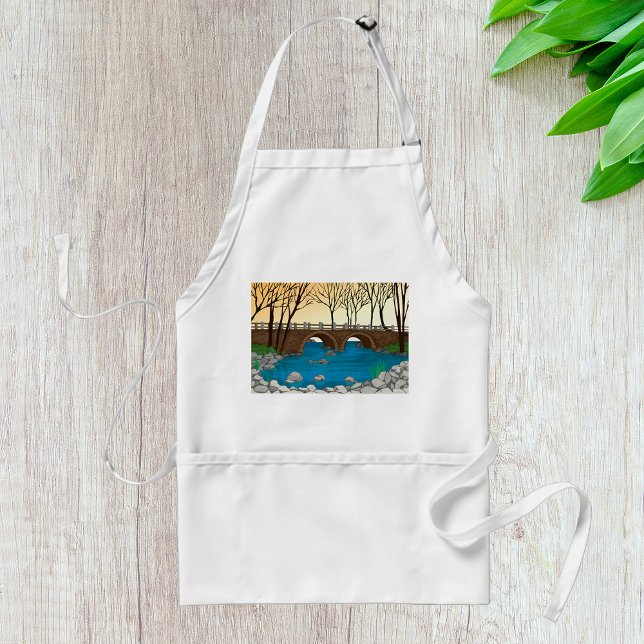 Rustic Stone Bridge Over River Nature Landscape  Adult Apron (Creator Uploaded)