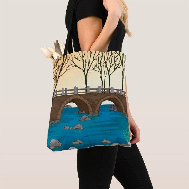 Rustic Stone Bridge Over River Nature Landscape  Tote Bag (Creator Uploaded)