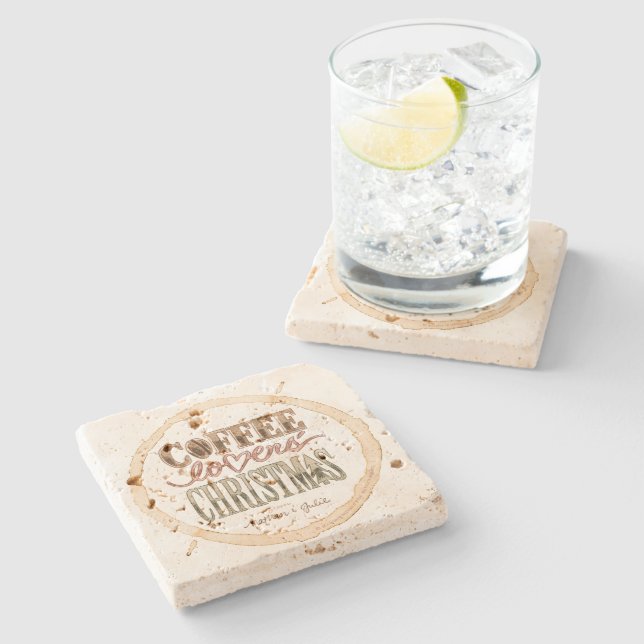 Rustic Stone Coffee Lovers' Christmas Coaster (Side)