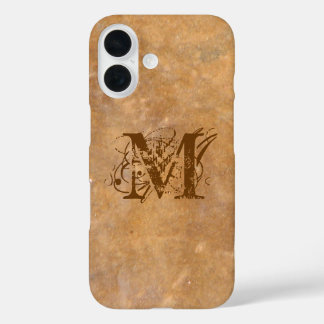 Rustic Stone Initial Look iPhone 16 Case