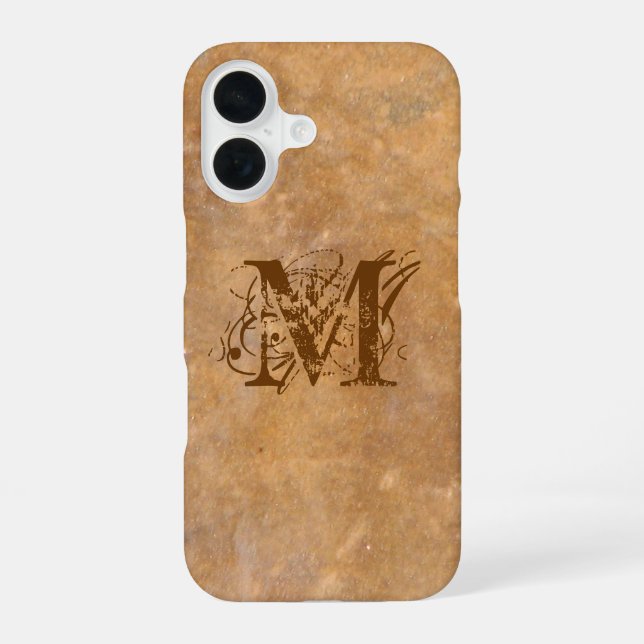 Rustic Stone Initial Look Iphone Case (Back)