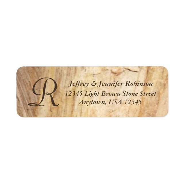 Rustic Stone Monogram Name and Return Address Label (Front)