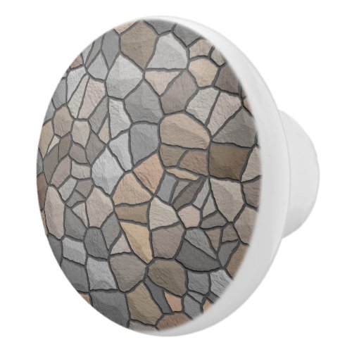 Rustic Stone Mosaic Beige Brown Rock Outdoor Ceramic Knob