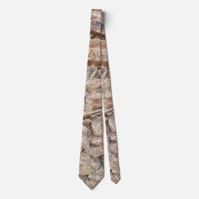Rustic Stone Texture in Earth Brown Shades Neck Tie (Front)