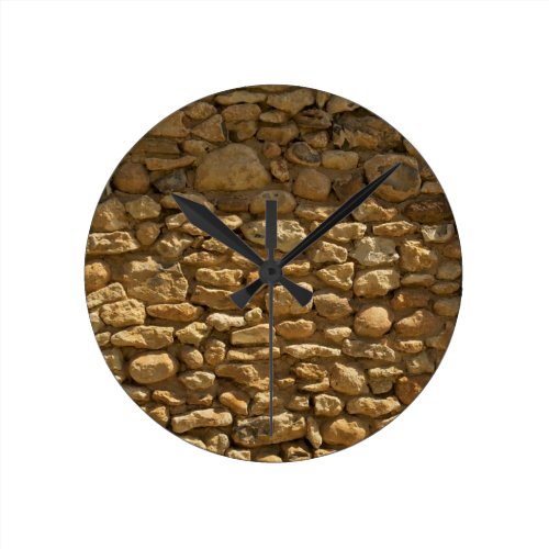 Rustic Stone Wall Round Wall Clocks