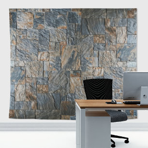 Rustic Stone Wall Slates Artesia Gray with Veins Tapestry