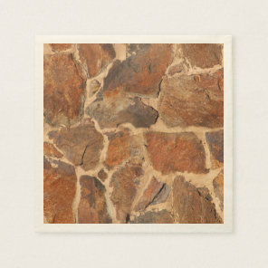 Rustic Stone Wall Structure Geology Warm Glow Paper Napkins