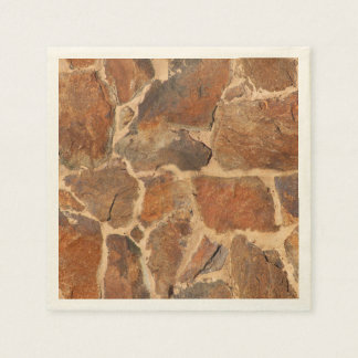 Rustic Stone Wall Structure Geology Warm Glow Paper Napkins