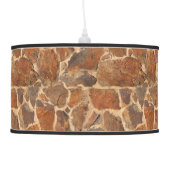 Rustic Stone Wall Structure Photo Warm Golden Ceiling Lamp (Left)