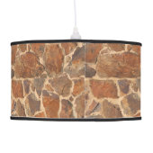 Rustic Stone Wall Structure Photo Warm Golden Ceiling Lamp (Back)