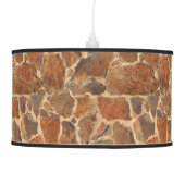 Rustic Stone Wall Structure Photo Warm Golden Ceiling Lamp (Front)