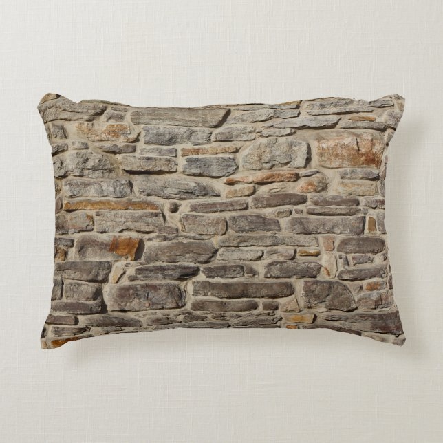 Rustic stone wall, textured decor accent pillow (Front)