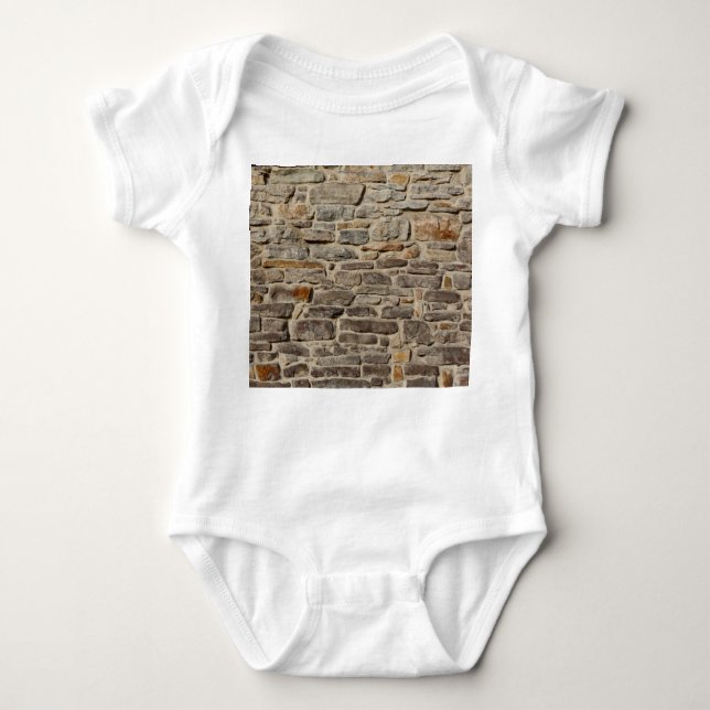 Rustic stone wall, textured decor baby bodysuit (Front)
