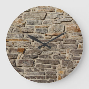 Rustic stone wall, textured decor large clock
