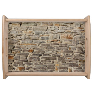 Rustic stone wall, textured decor serving tray