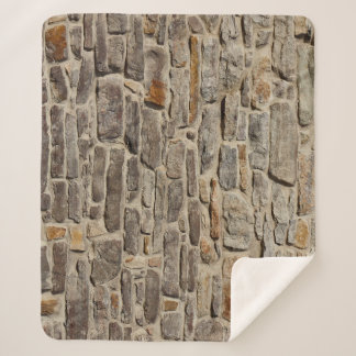 Rustic stone wall, textured decor sherpa blanket
