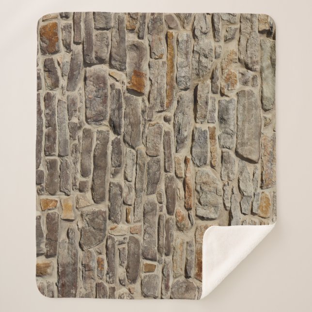 Rustic stone wall, textured decor sherpa blanket (Front)