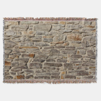 Rustic stone wall, textured decor throw blanket