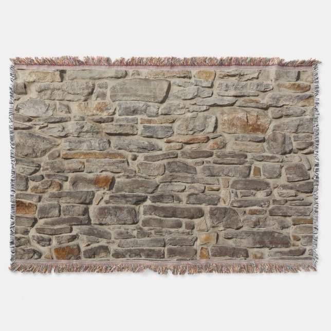 Rustic stone wall, textured decor throw blanket (Front)