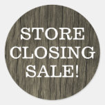 [ Thumbnail: Rustic "Store Closing Sale!" Round Sticker ]