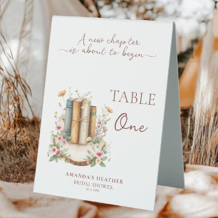 Rustic Storybook New Chapter Begins Bridal Shower  Table Tent