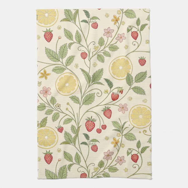 Rustic Strawberry & Citrus Earthy Pattern (1) Kitchen Towel (Vertical)