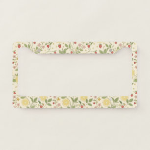 Rustic Strawberry & Citrus Earthy Pattern (1) License Plate Frame