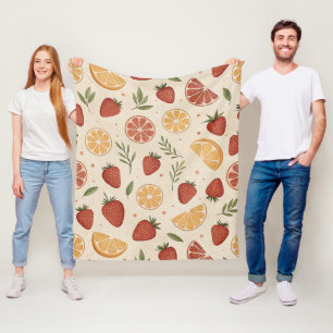 Rustic Strawberry & Citrus Earthy Pattern (2) Fleece Blanket