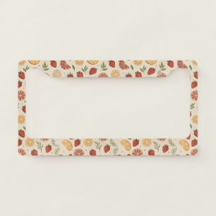 Rustic Strawberry & Citrus Earthy Pattern (2) License Plate Frame