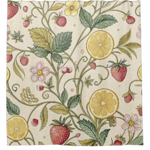 Rustic Strawberry & Citrus Earthy Pattern (3) Shower Curtain