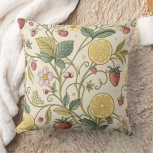 Rustic Strawberry & Citrus Earthy Pattern (3) Throw Pillow