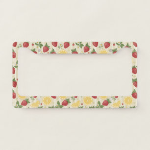 Rustic Strawberry & Citrus Earthy Pattern (4) License Plate Frame