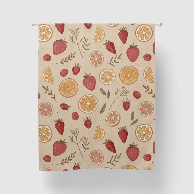 Rustic Strawberry & Citrus Earthy Pattern (5) Blackout Curtains (Front)