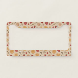 Rustic Strawberry & Citrus Earthy Pattern (5) License Plate Frame