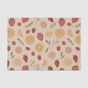 Rustic Strawberry & Citrus Earthy Pattern (5) Tissue Paper