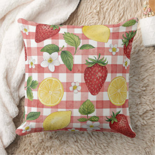 Rustic Strawberry & Citrus Earthy Pattern (6) Throw Pillow