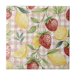 Rustic Strawberry & Citrus Earthy Pattern (7) Ceramic Tile