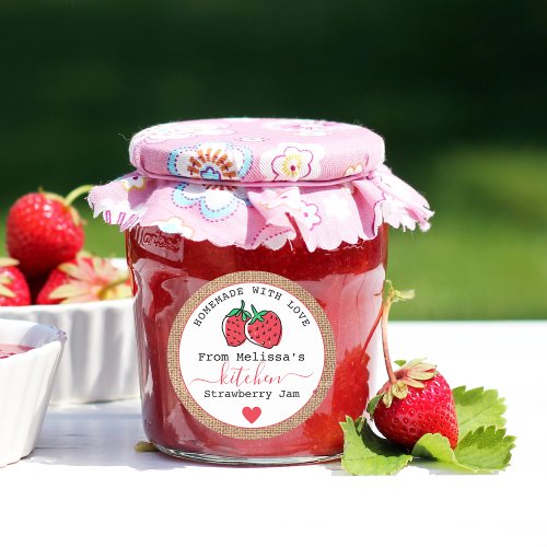 Rustic Strawberry Jam From The Kitchen Of    Classic Round Sticker
