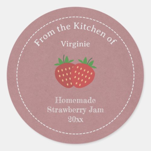 Rustic Strawberry Jam Label Sticker